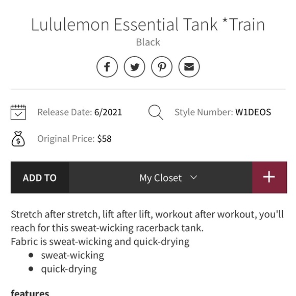 🍋 Like New - Lululemon Essential Tank - Train - Picture 3 of 8